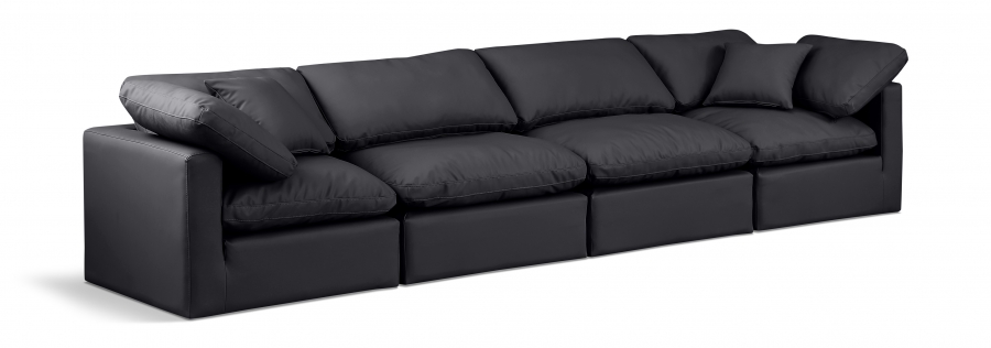 Indulge 140" Vegan Leather Upholstered 4pc. Modular Sofa