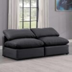 Indulge 70" Vegan Leather Upholstered 2pc. Armless Modular Loveseat