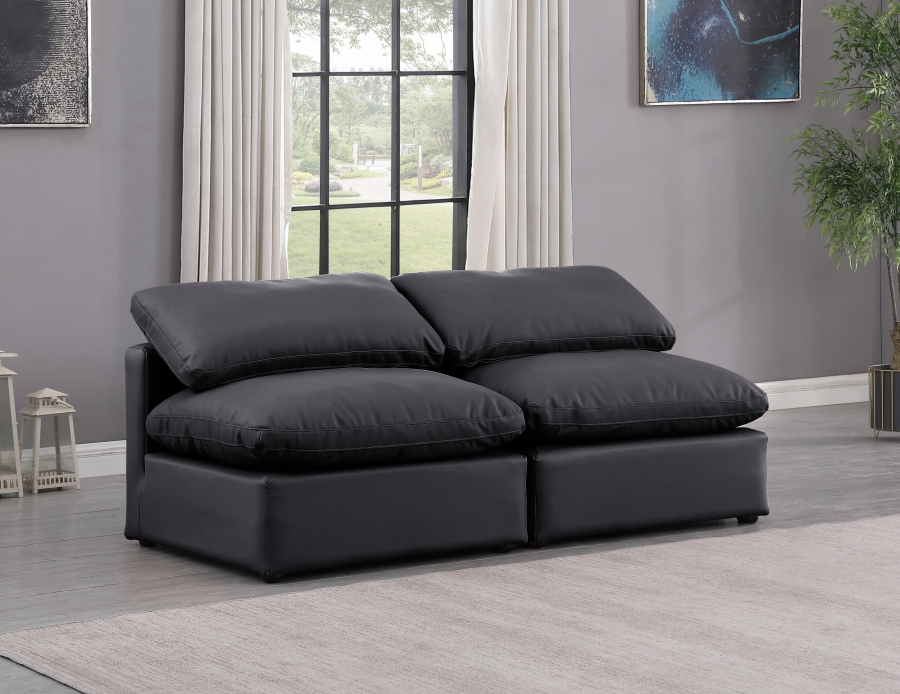 Indulge 70" Vegan Leather Upholstered 2pc. Armless Modular Loveseat