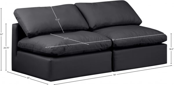 Indulge 70" Vegan Leather Upholstered 2pc. Armless Modular Loveseat