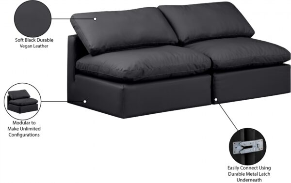 Indulge 70" Vegan Leather Upholstered 2pc. Armless Modular Loveseat