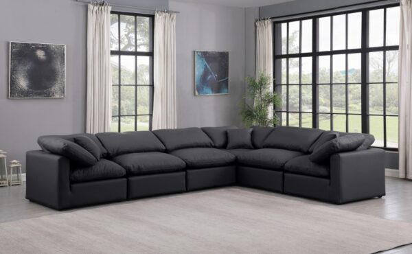 Indulge 140" Vegan Leather Upholstered 6pc. Modular Sectional