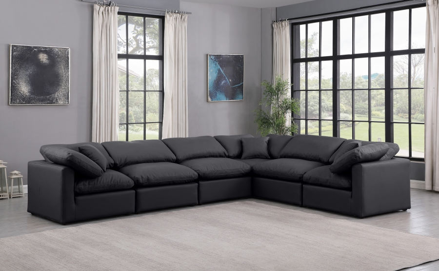 Indulge 140" Vegan Leather Upholstered 6pc. Modular Sectional