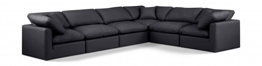 Indulge 140" Vegan Leather Upholstered 6pc. Modular Sectional