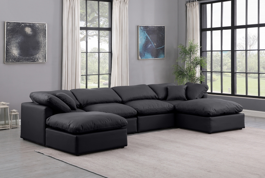 Indulge 140" Vegan Leather Upholstered 6pc. Modular Sectional