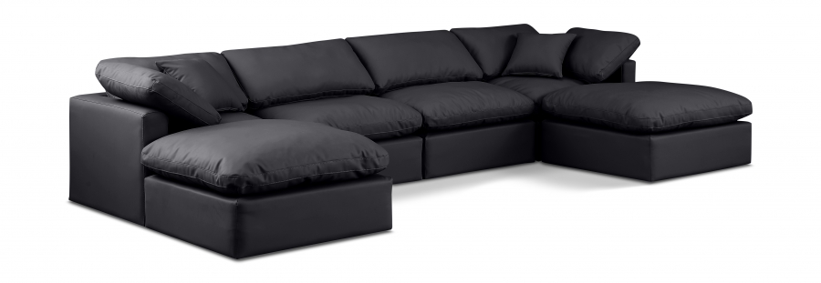 Indulge 140" Vegan Leather Upholstered 6pc. Modular Sectional