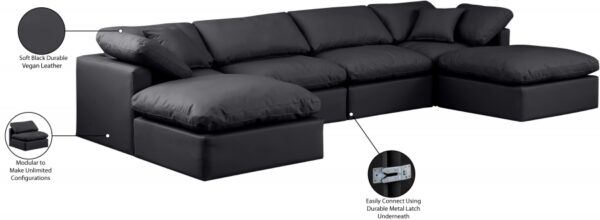 Indulge 140" Vegan Leather Upholstered 6pc. Modular Sectional