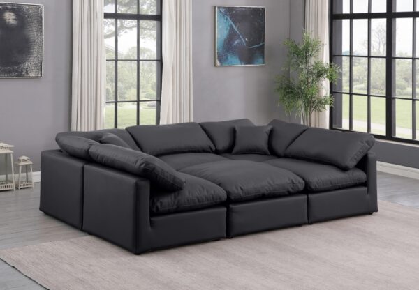 Indulge 105" Vegan Leather Upholstered 6pc. Modular Sectional
