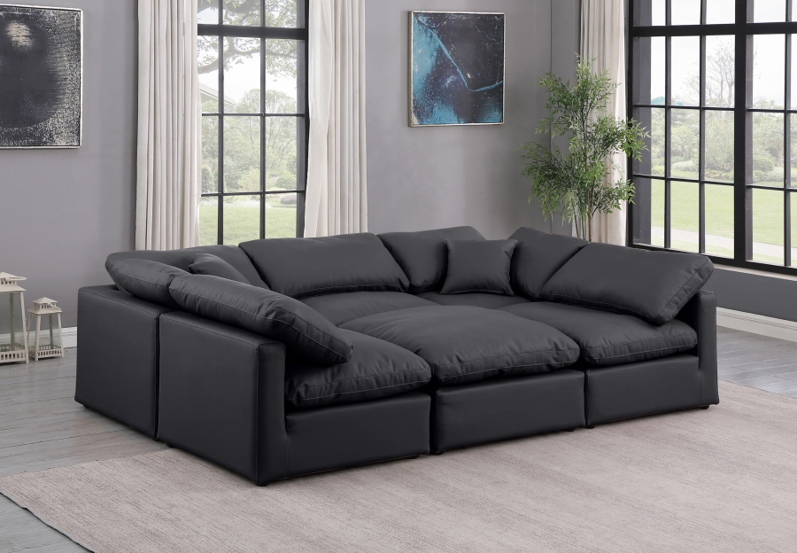 Indulge 105" Vegan Leather Upholstered 6pc. Modular Sectional