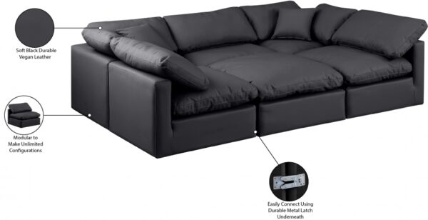 Indulge 105" Vegan Leather Upholstered 6pc. Modular Sectional