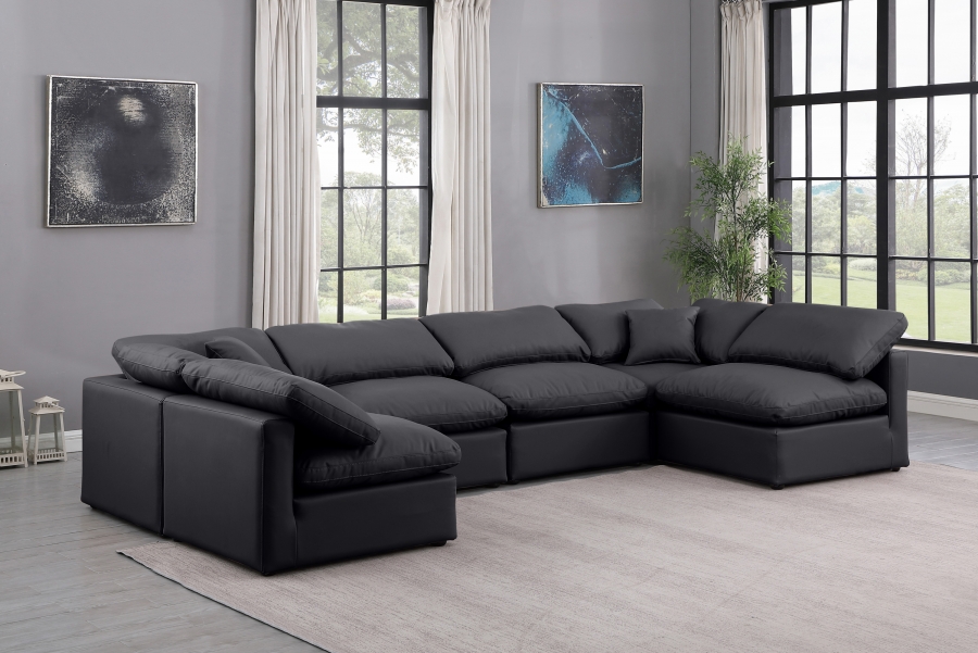 Indulge 140" Vegan Leather Upholstered 6pc. Modular Sectional