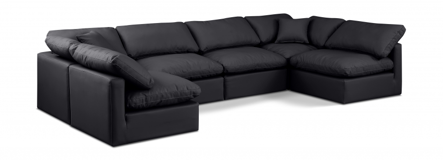 Indulge 140" Vegan Leather Upholstered 6pc. Modular Sectional
