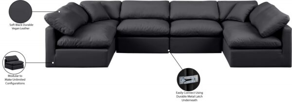 Indulge 140" Vegan Leather Upholstered 6pc. Modular Sectional