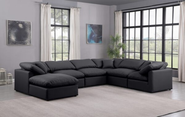 Indulge 140" Vegan Leather Upholstered 7pc. Modular Sectional