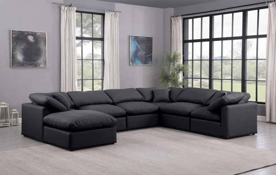 Indulge 140" Vegan Leather Upholstered 7pc. Modular Sectional