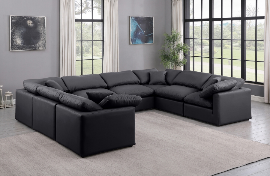 Indulge 140" Vegan Leather Upholstered 8pc. Modular Sectional