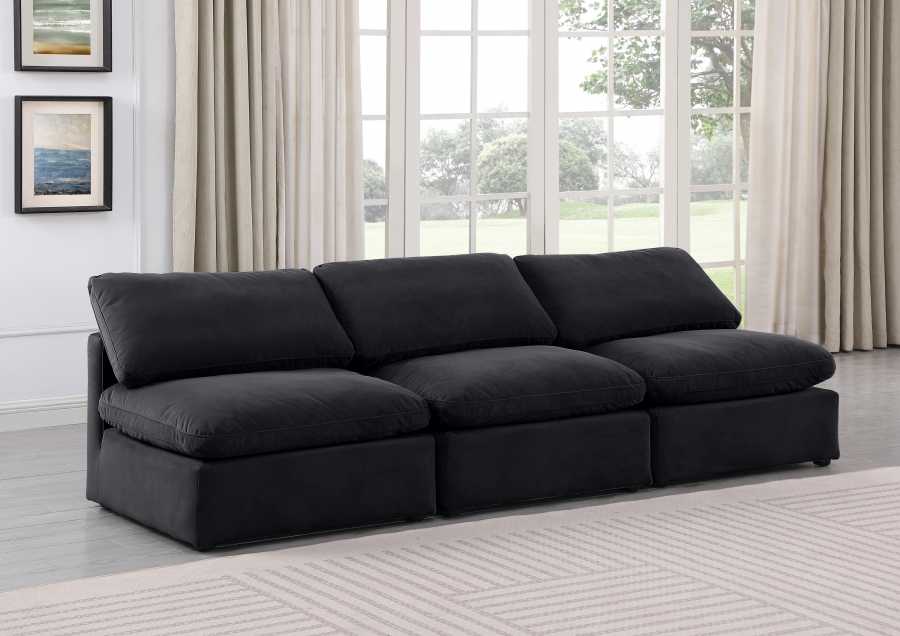 Indulge 105" Velvet Upholstered 3pc. Armless Modular Sofa