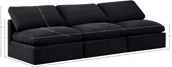 Indulge 105" Velvet Upholstered 3pc. Armless Modular Sofa