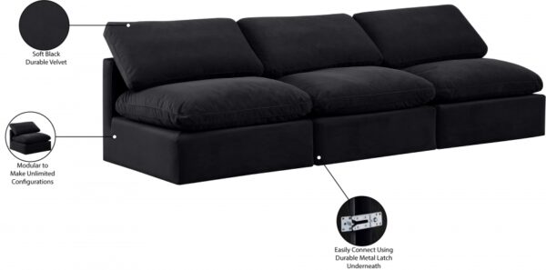 Indulge 105" Velvet Upholstered 3pc. Armless Modular Sofa