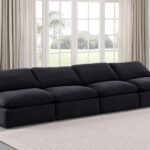 Indulge 140" Velvet Upholstered 4pc. Armless Modular Sofa