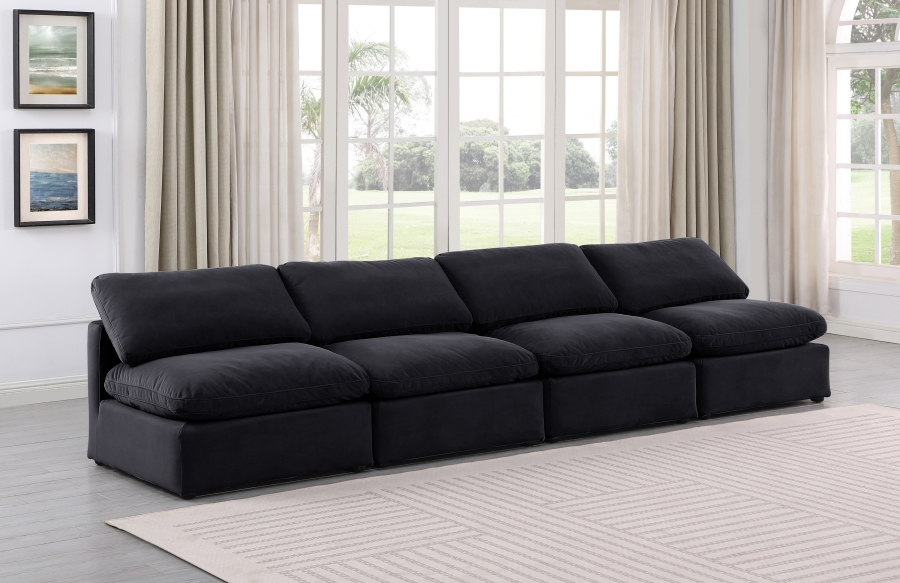 Indulge 140" Velvet Upholstered 4pc. Armless Modular Sofa