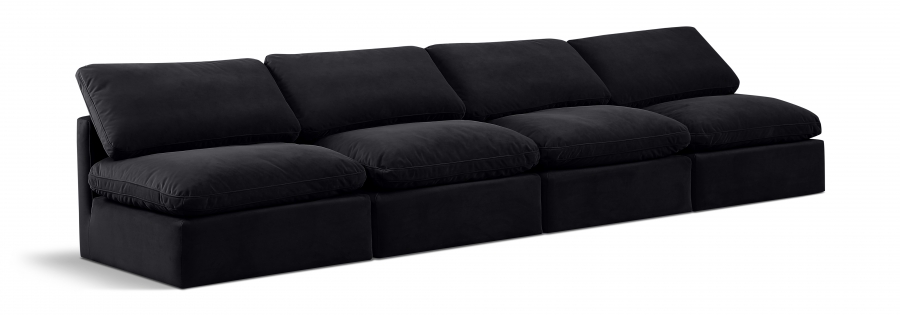 Indulge 140" Velvet Upholstered 4pc. Armless Modular Sofa