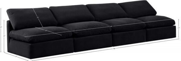 Indulge 140" Velvet Upholstered 4pc. Armless Modular Sofa