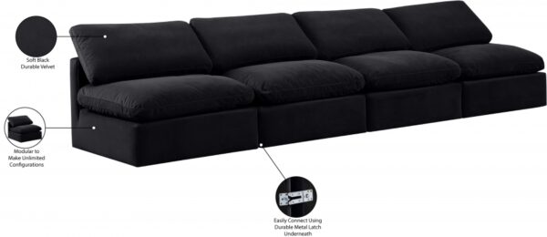 Indulge 140" Velvet Upholstered 4pc. Armless Modular Sofa