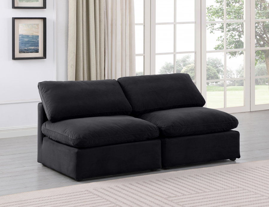 Indulge 70" Velvet Upholstered 2pc. Armless Modular Loveseat