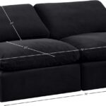 Indulge 70" Velvet Upholstered 2pc. Armless Modular Loveseat