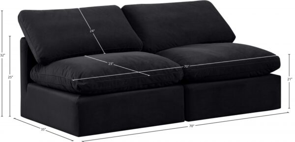 Indulge 70" Velvet Upholstered 2pc. Armless Modular Loveseat