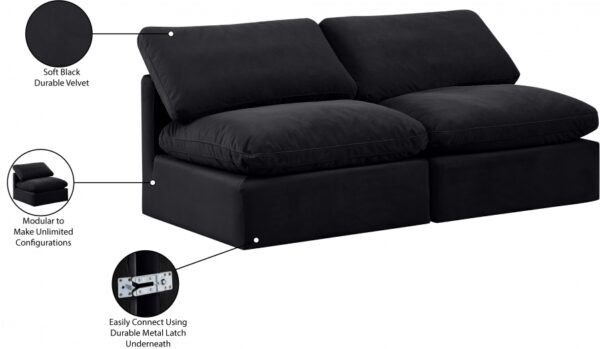 Indulge 70" Velvet Upholstered 2pc. Armless Modular Loveseat