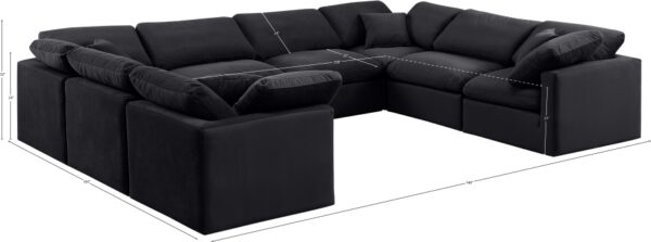 Indulge 140" Velvet Upholstered 8pc. Modular Sectional
