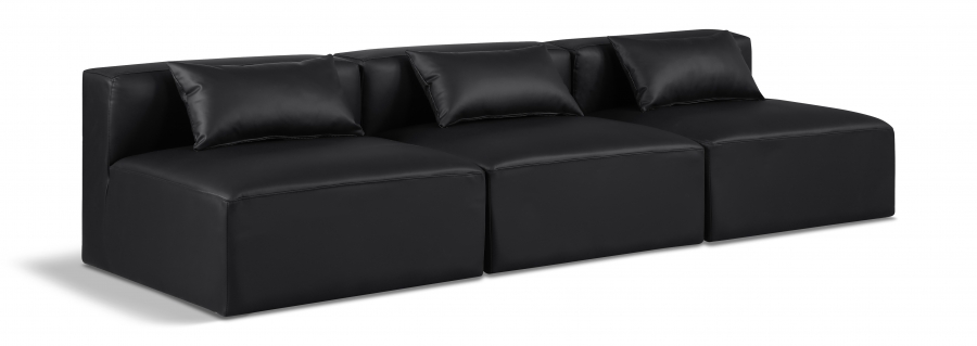 Cube 108" Vegan Leather Upholstered 3pc. Armless Modular Sofa