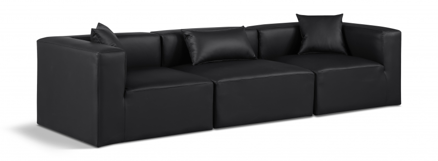 Cube 108" Vegan Leather Upholstered 3pc. Modular Sofa