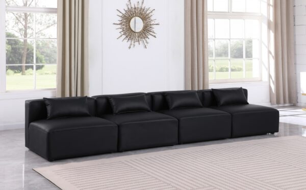 Cube 144" Vegan Leather Upholstered 4pc. Armless Modular Sofa