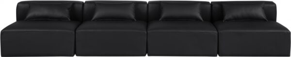 Cube 144" Vegan Leather Upholstered 4pc. Armless Modular Sofa