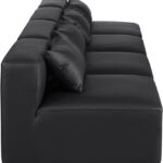 Cube 144" Vegan Leather Upholstered 4pc. Armless Modular Sofa
