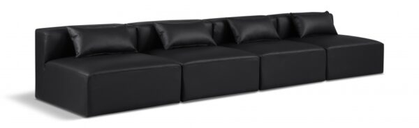 Cube 144" Vegan Leather Upholstered 4pc. Armless Modular Sofa