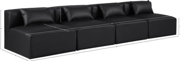Cube 144" Vegan Leather Upholstered 4pc. Armless Modular Sofa