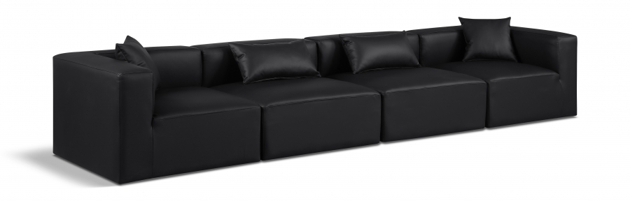 Cube 144" Vegan Leather Upholstered 4pc. Modular Sofa