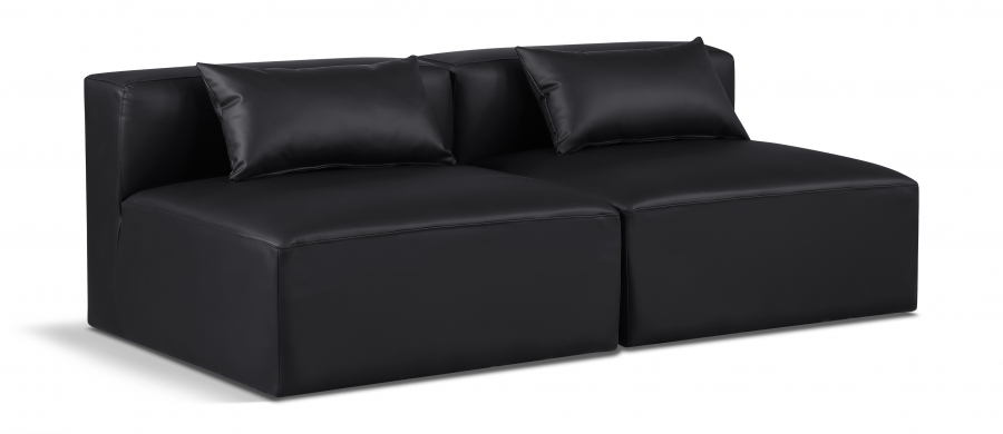 Cube 72" Vegan Leather Upholstered 2pc. Armless Modular Loveseat