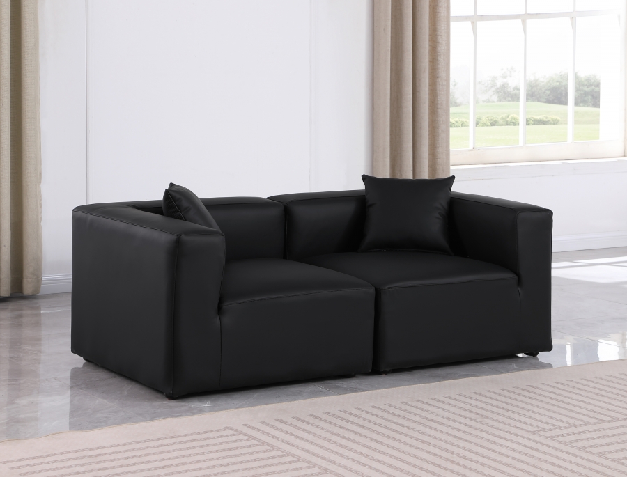 Cube 72" Vegan Leather Upholstered 2pc. Modular Loveseat