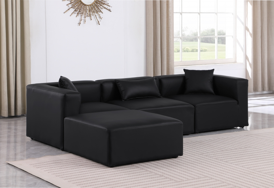 Cube 108" Vegan Leather Upholstered 4pc. Modular Sectional