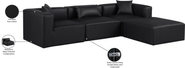 Cube 108" Vegan Leather Upholstered 4pc. Modular Sectional