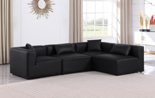 Cube 108" Vegan Leather Upholstered 4pc. Modular Sectional