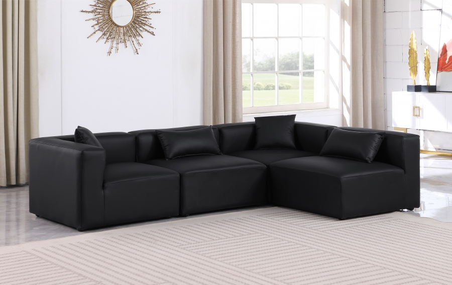 Cube 108" Vegan Leather Upholstered 4pc. Modular Sectional
