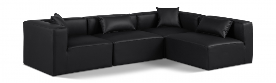 Cube 108" Vegan Leather Upholstered 4pc. Modular Sectional