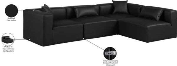 Cube 108" Vegan Leather Upholstered 4pc. Modular Sectional