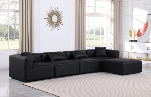 Cube 144" Vegan Leather Upholstered 5pc. Modular Sectional